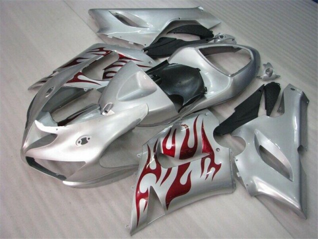 Argent Rouge Flamme 05-06 ZX6R Carénage Moto Argent Rouge Flamme 05-06 ZX6R Carénage Moto