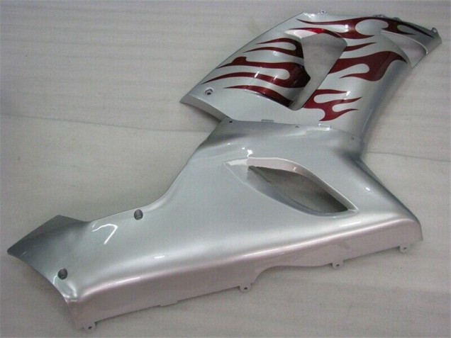 Argent Rouge Flamme 05-06 ZX6R Carénage Moto Argent Rouge Flamme 05-06 ZX6R Carénage Moto