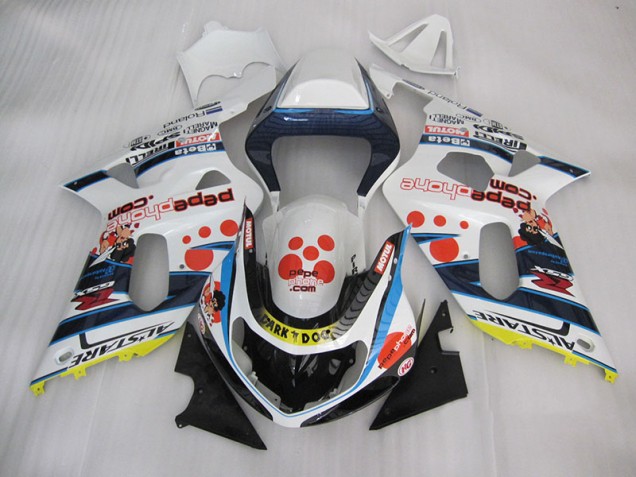 Blanc Bleu Dark Dog 01-03 GSXR 600 Carénage Moto Blanc Bleu Dark Dog 01-03 GSXR 600 Carénage Moto