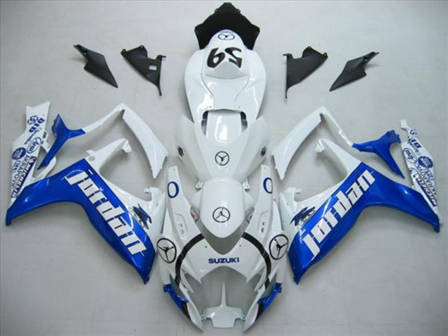 Blanc Bleu Jordan 06-07 GSXR 600 Carénage Moto Blanc Bleu Jordan 06-07 GSXR 600 Carénage Moto