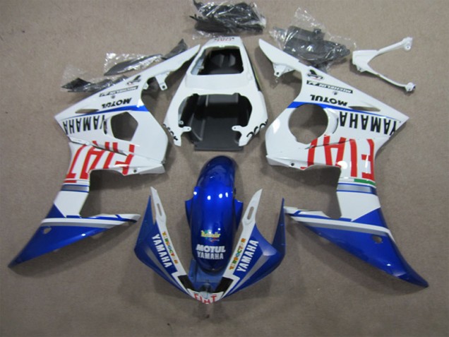 Blanc Bleu Motul Fiat 03-05 YZF R6 Carénage Moto Blanc Bleu Motul Fiat 03-05 YZF R6 Carénage Moto