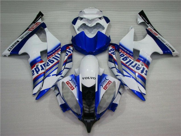 Blanc Bleu Sterilgarda Volvo 08-16 YZF R6 Carénage Moto Blanc Bleu Sterilgarda Volvo 08-16 YZF R6 Carénage Moto