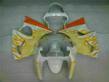 Blanc Jaune Flamme 00-02 ZX6R Carénage Moto