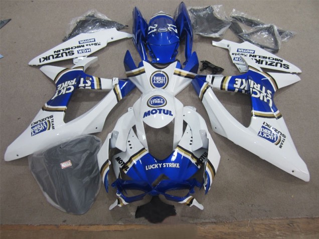 Blanc Lucky Strike Bleu Motul 08-10 GSXR 600 Carénage Moto Blanc Lucky Strike Bleu Motul 08-10 GSXR 600 Carénage Moto