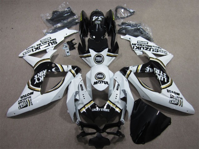 Blanc Lucky Strike Noir Motul 08-10 GSXR 600 Carénage Moto Blanc Lucky Strike Noir Motul 08-10 GSXR 600 Carénage Moto