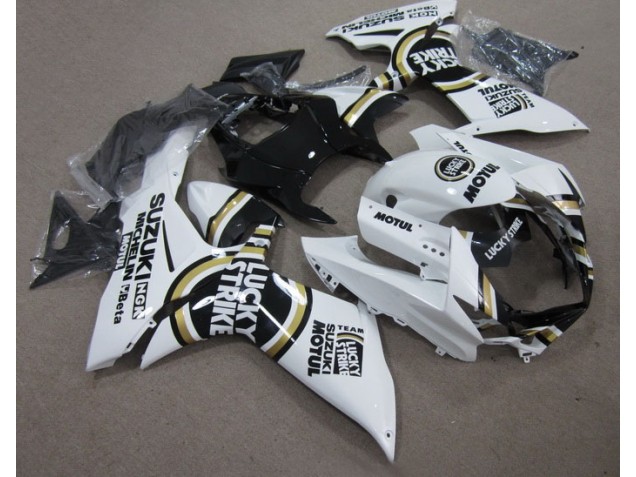 Blanc Lucky Strike Noir Motul 11-21 GSXR 600 Carénages Moto Blanc Lucky Strike Noir Motul 11-21 GSXR 600 Carénages Moto