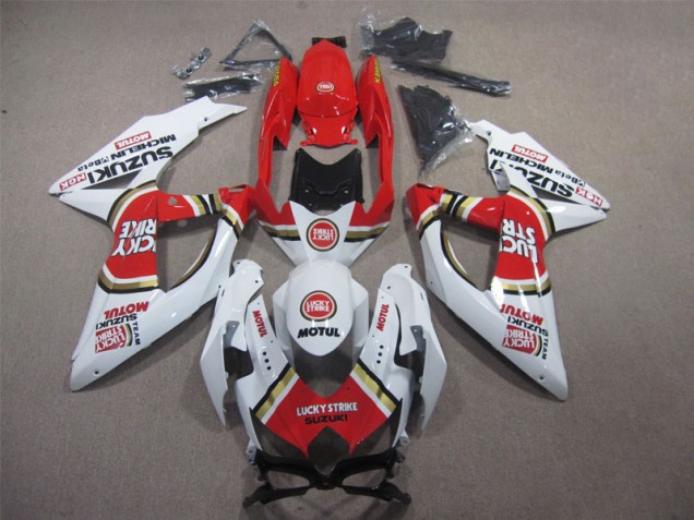 Blanc Lucky Strike Rouge Motul 08-10 GSXR 600 Carénage Moto Blanc Lucky Strike Rouge Motul 08-10 GSXR 600 Carénage Moto