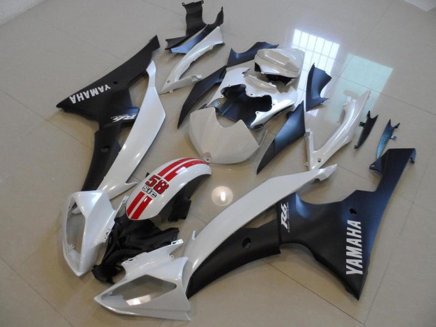 Blanc Nacré et Noir 58 Sic 08-16 YZF R6 Carénage Moto Blanc Nacré et Noir 58 Sic 08-16 YZF R6 Carénage Moto