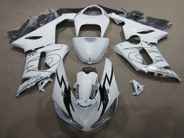 Blanc Ninja 636 05-06 ZX6R Carénage Moto Blanc Ninja 636 05-06 ZX6R Carénage Moto