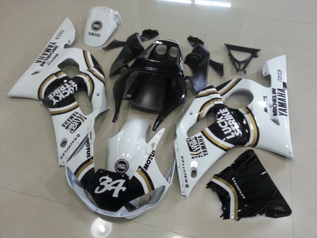 Blanc Noir 98-02 YZF R6 Carénage Moto Blanc Noir 98-02 YZF R6 Carénage Moto