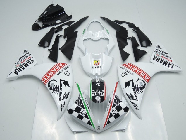 Blanc Noir Abrath 12-14 YZF R1 Carénage Moto Blanc Noir Abrath 12-14 YZF R1 Carénage Moto
