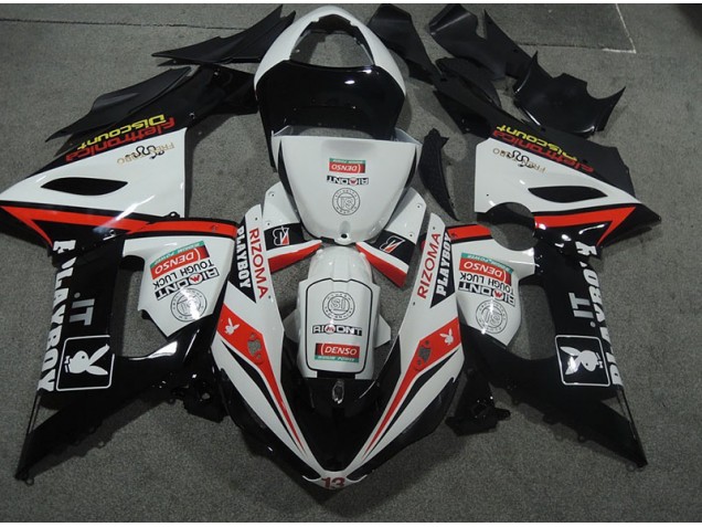 Blanc Noir Rizoma Playboy 05-06 ZX6R Carénages Moto Blanc Noir Rizoma Playboy 05-06 ZX6R Carénages Moto