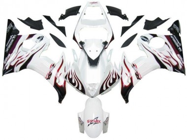 Blanc Noir Rouge Flamme 03-05 YZF R6 Carénage Moto