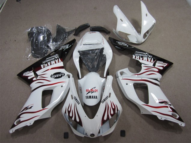 Blanc Noir Rouge Requin 09-11 YZF R1 Carénage Moto Blanc Noir Rouge Requin 09-11 YZF R1 Carénage Moto