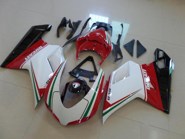 Blanc Rouge 07-14 Ducati 848 1098 1198 Carénage Moto Blanc Rouge 07-14 Ducati 848 1098 1198 Carénage Moto
