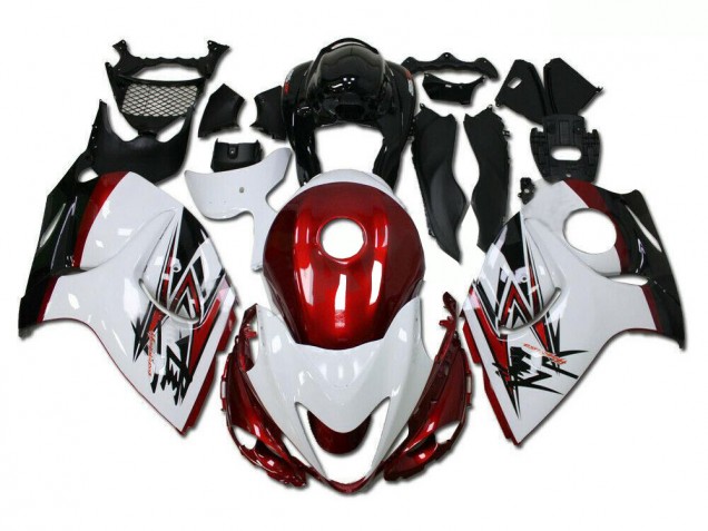Blanc Rouge 08-19 GSXR 1300 Hayabusa Carénage Moto Blanc Rouge 08-19 GSXR 1300 Hayabusa Carénage Moto
