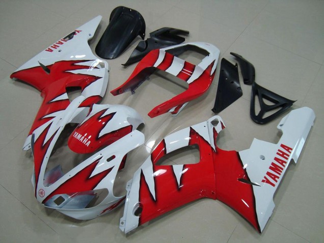 Blanc Rouge Flamme 00-01 YZF R1 Carénage Moto Blanc Rouge Flamme 00-01 YZF R1 Carénage Moto