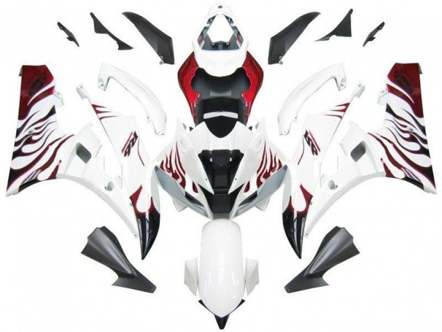Blanc Rouge Flamme 06-07 YZF R6 Carénage Moto