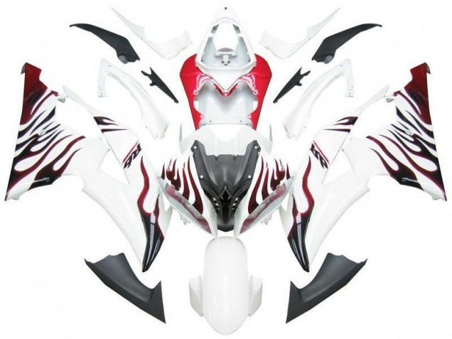 Blanc Rouge Flamme R6 08-16 YZF R6 Carénage Moto Blanc Rouge Flamme R6 08-16 YZF R6 Carénage Moto