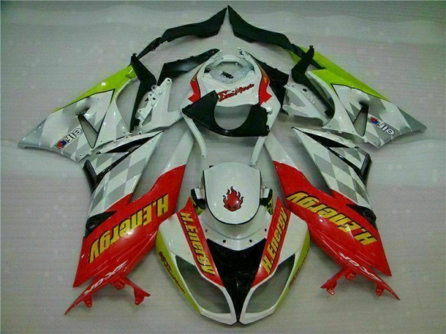 Blanc Rouge H. Énergie 09-12 ZX6R Carénage Moto Blanc Rouge H. Énergie 09-12 ZX6R Carénage Moto