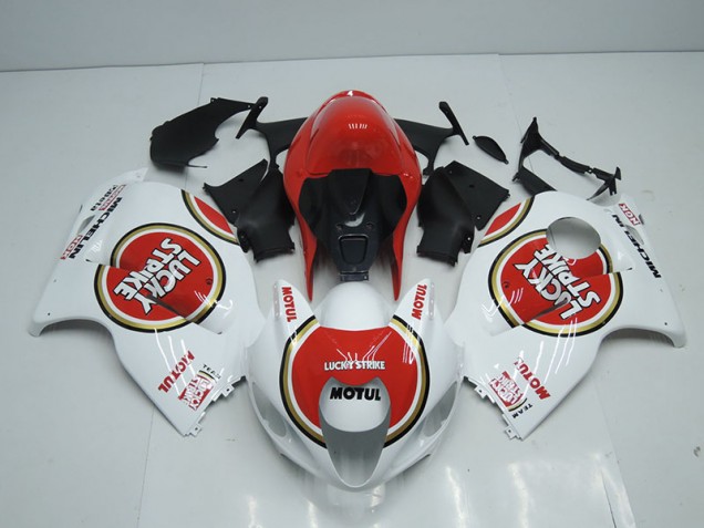 Blanc Rouge Lucky Strike Motul 96-07 GSXR 1300 Hayabusa Carénage Moto Blanc Rouge Lucky Strike Motul 96-07 GSXR 1300 Hayabusa Carénage Moto