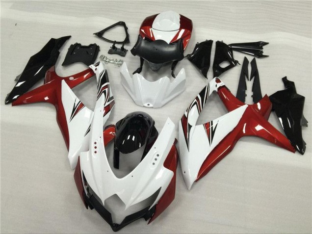 Blanc Rouge Noir 08-10 GSXR 600/750 Carénage Moto Blanc Rouge Noir 08-10 GSXR 600/750 Carénage Moto