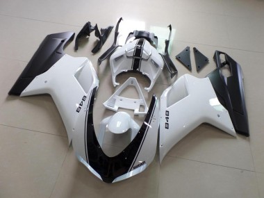 Blanc et Noir Bande 07-14 Ducati 848 1098 1198 Carénage Moto