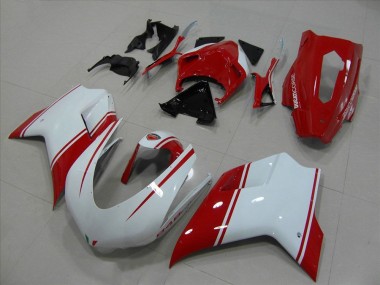Blanc et Rouge Courses Version 07-14 Ducati 848 1098 1198 Carénage Moto