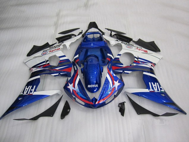 Bleu Blanc Motul Fiat 03-05 YZF R6 Carénage Moto Bleu Blanc Motul Fiat 03-05 YZF R6 Carénage Moto