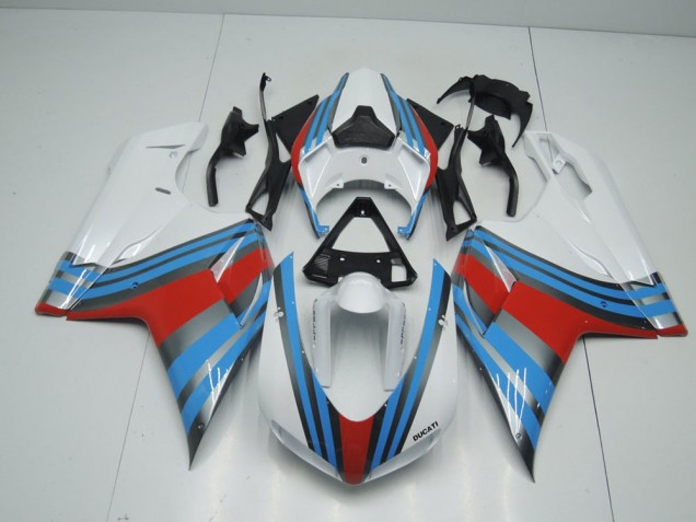 Bleu Blanc Rouge 07-14 Ducati 848 1098 1198 Carénage Moto Bleu Blanc Rouge 07-14 Ducati 848 1098 1198 Carénage Moto