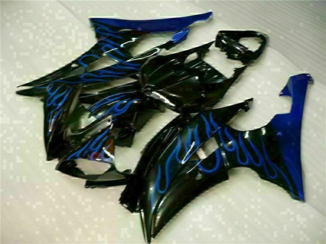 Bleu Flamme Noir 08-16 YZF R6 Carénage Moto Bleu Flamme Noir 08-16 YZF R6 Carénage Moto