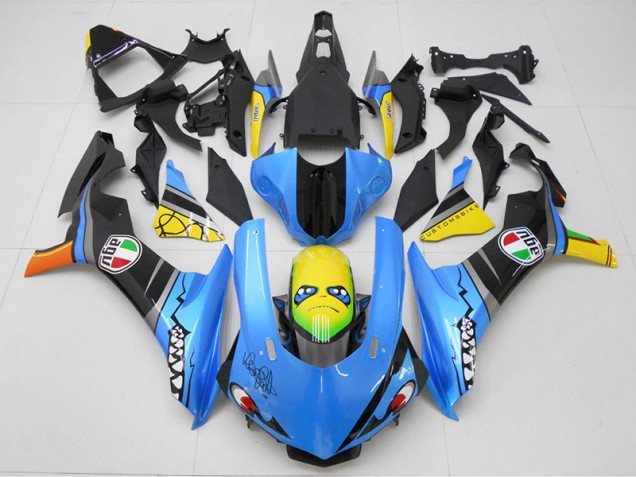 Bleu Jaune Requin 15-19 YZF R1 Carénage Moto Bleu Jaune Requin 15-19 YZF R1 Carénage Moto
