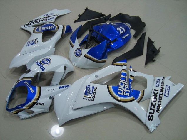 Bleu Lucky Strike 07-08 GSXR 1000 Carénage Moto Bleu Lucky Strike 07-08 GSXR 1000 Carénage Moto
