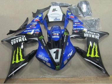 Bleu Noir Graves 1 02-03 YZF R1 Carénage Moto