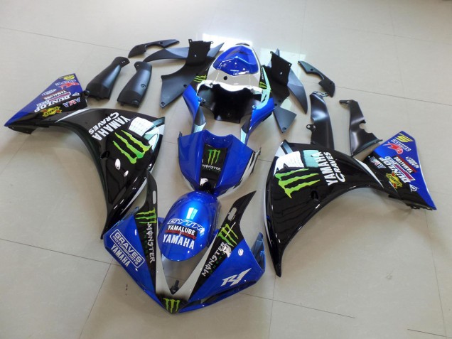 Bleu Noir Monster 12-14 YZF R1 Carénage Moto Bleu Noir Monster 12-14 YZF R1 Carénage Moto