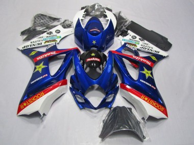 Bleu Rouge Rockstar 07-08 GSXR 1000 Carénage Moto