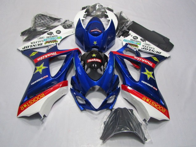 Bleu Rouge Rockstar 07-08 GSXR 1000 Carénage Moto Bleu Rouge Rockstar 07-08 GSXR 1000 Carénage Moto