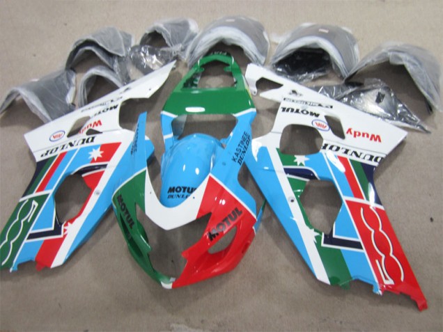Bleu Vert Blanc Motul 01-03 GSXR 600 Carénage Moto Bleu Vert Blanc Motul 01-03 GSXR 600 Carénage Moto