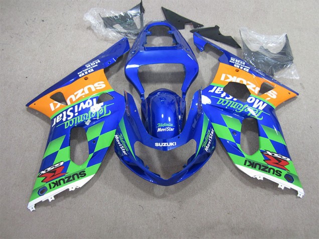 Bleu Vert Telefumia Movistar 01-03 GSXR 600 Carénage Moto Bleu Vert Telefumia Movistar 01-03 GSXR 600 Carénage Moto