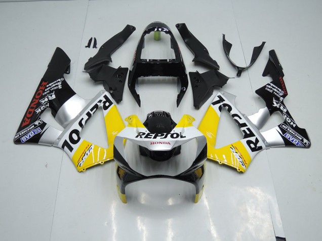 Jaune Argent Noir Repsol 00-01 CBR900RR 929 Carénage Moto Jaune Argent Noir Repsol 00-01 CBR900RR 929 Carénage Moto