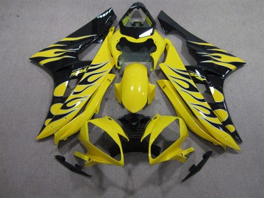 Jaune Noir Flamme 06-07 YZF R6 Carénage Moto
