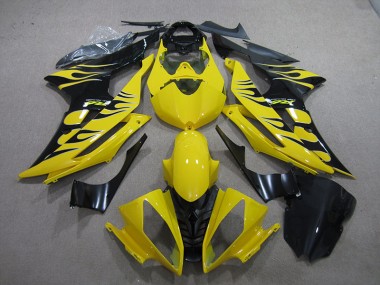 Jaune Noir Flamme 08-16 YZF R6 Carénage Moto