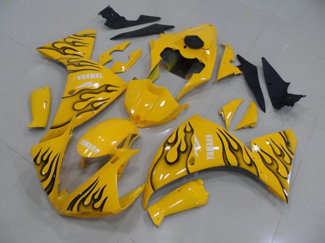 Jaune Noir Flamme 12-14 YZF R1 Carénage Moto Jaune Noir Flamme 12-14 YZF R1 Carénage Moto