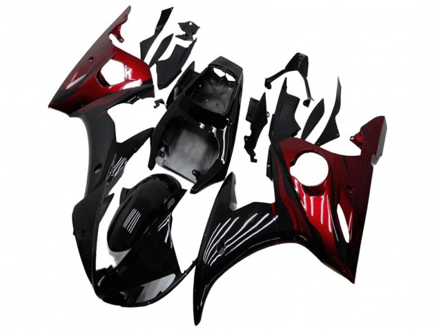Kits Carénage Moto Yamaha YZF R6 2003-2004 - Noir Brillant Rouge
