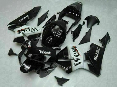 Carénages Moto Honda CBR600RR 2003-2004 - Noir Brillant Blanc West Mobil