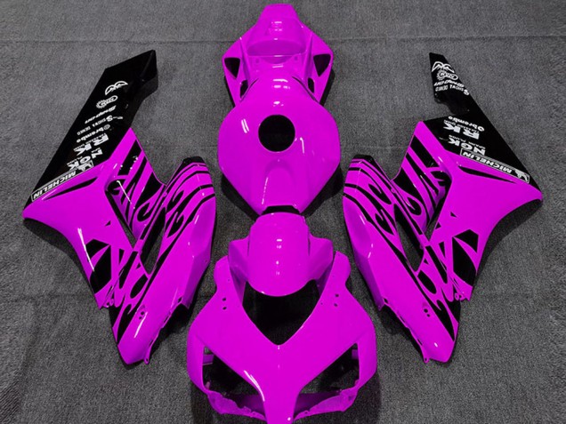 Carénages Moto Honda CBR1000RR 2004-2005 - Rose Noir Brillant Flamme