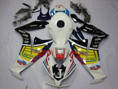 Carénages Moto Honda CBR1000RR 2012-2016 - Blanc Jaune Noir Brillant