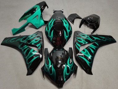 Carénages Moto Honda CBR1000RR 2008-2011 - Noir Brillant Vert Flamme