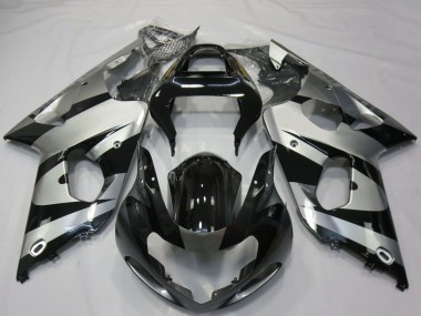 Carénages Moto Suzuki GSXR 1000 2000-2002 - Argent Noir Brillant