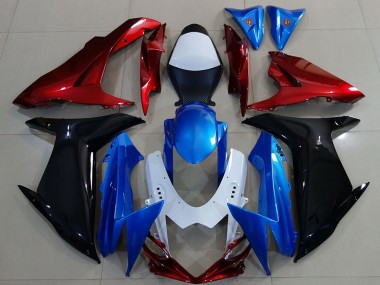 Carénages Moto Suzuki GSXR 600 / GSXR 750 2011-2024 - Blanc Bleu Rouge Noir